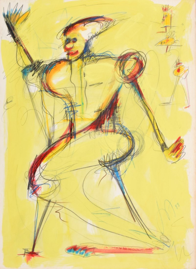 Ivald Granato Pastel, Original Work: Designer & Manufacturer: Ivald Granato (b. 1949) Markings: signed; 1988 Country of Origin & Materials: Brazilian; mixed media Additional Information & Circa: Work is titled "Passageiro da Agonia." Pro