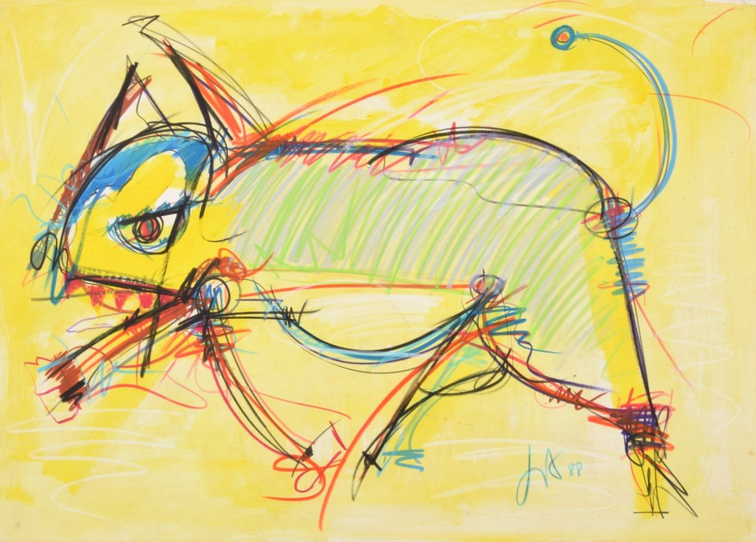 Ivald Granato Pastel, Original Work: Designer & Manufacturer: Ivald Granato (b. 1949) Markings: signed; 1988 Country of Origin & Materials: Brazilian; mixed media Additional Information & Circa: Provenance: Artist Studio, Sao Paulo, Braz