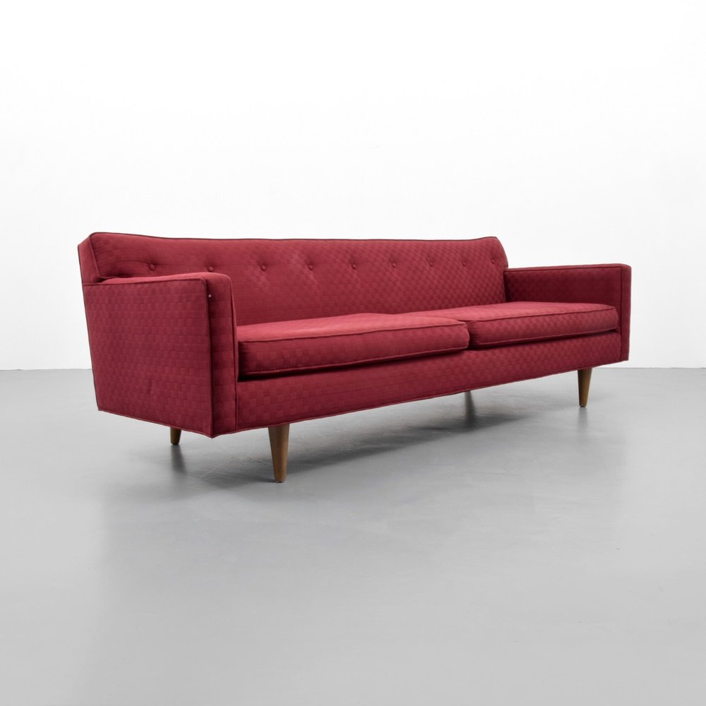 Edward Wormley Sofa: Designer & Manufacturer: Edward Wormley; Dunbar Markings: no marking(s) apparent Country of Origin & Materials: USA; upholstery, wood Additional Information: Sofa is model #5136. Reference: Dunbar- Fi