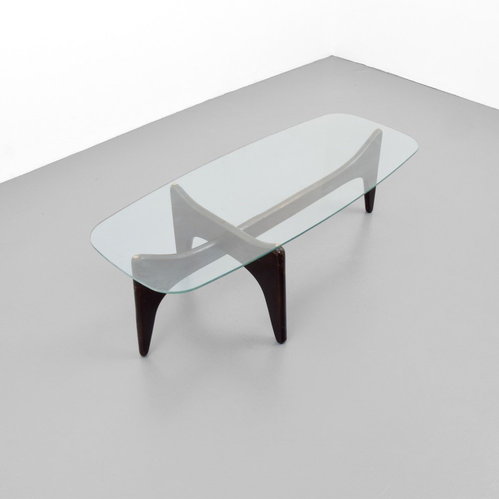 Adrian Pearsall Coffee Table: Designer & Manufacturer: Adrian Pearsall; Craft Associates Markings: no marking(s) apparent Country of Origin & Materials: USA; wood, glass Additional Information: (Key Word Search: Baker, Edward Worm