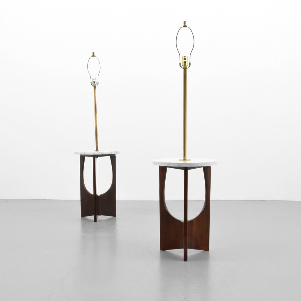 Adrian Pearsall Floor Lights/Tables: Designer & Manufacturer: Adrian Pearsall; Craft Associates Markings: no marking(s) apparent Country of Origin & Materials: USA; wood, marble, metal Additional Information: (Key Word Search: Baker, Edw