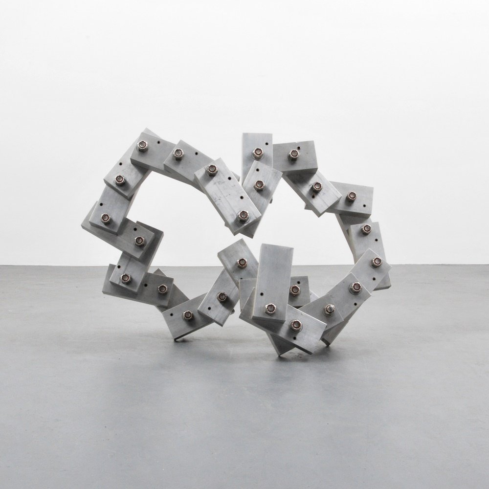 Massive Larry Mohr Sculpture: Designer & Manufacturer: Larry Mohr (1921-2013) Markings: signed; ed. 1/5; 1983 Country of Origin & Materials: American; aluminum Additional Information: Work is titled BARS XXVI. Provenance: Estate o