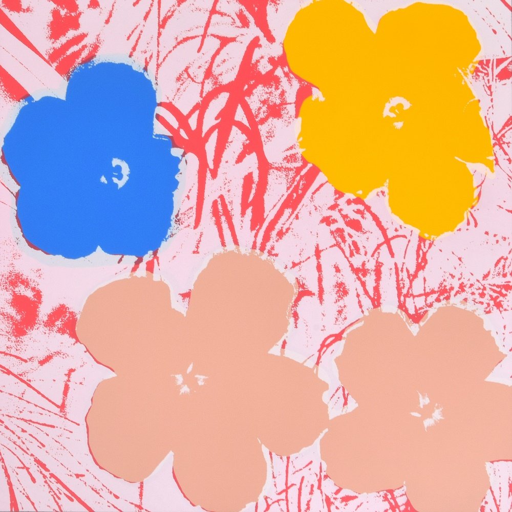 Andy Warhol (After) FLOWERS Silkscreen: Designer & Manufacturer: Andy Warhol (After) (1928-1987); Sunday B. Morning Country of Origin & Materials: American; museum board Additional Information: Work published by Sunday B. Morning. Provenanc
