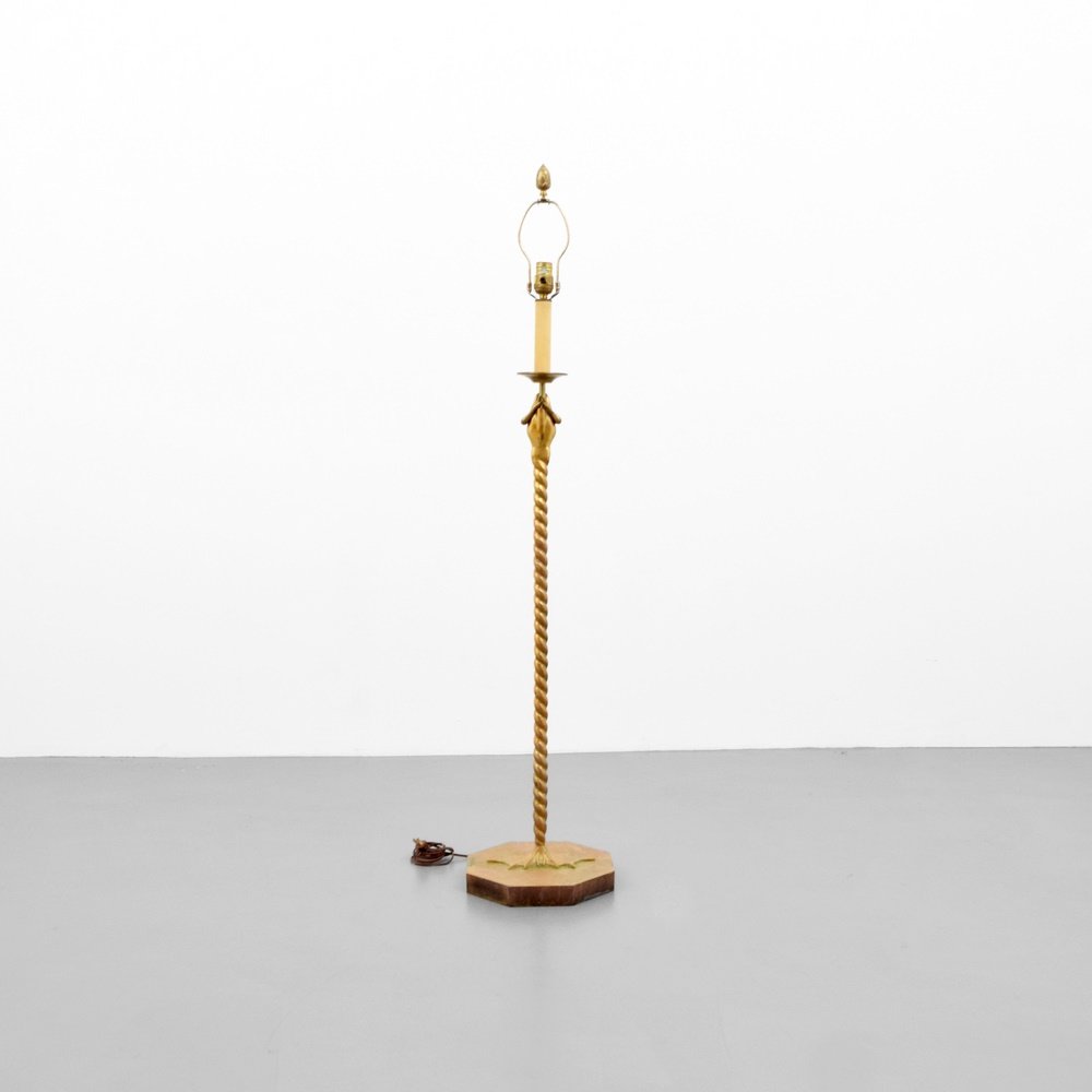 Chapman Floor Lamp with Frog Detail: Designer & Manufacturer: Chapman Markings: marking(s); 1979 Country of Origin & Materials: USA; brass Additional Information: (Key Word Search: James Mont, Serge Roche, Karl Springer, Tommi Parzinger,