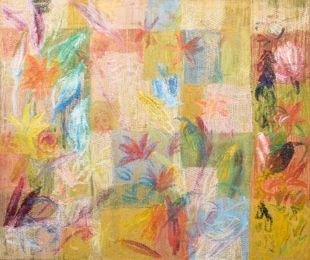 Large Hunt Slonem Painting, Original Work: Designer & Manufacturer: Hunt Slonem (b. 1951) Markings: signed; 2004 Country of Origin & Materials: American; canvas Additional Information: Work is titled MELODIOUS FINCH. Provenance: Surovek Print 