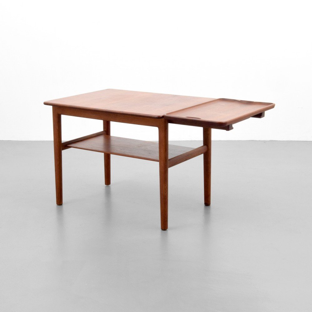 Rare Hans Wegner Occasional Table with Tray: Designer & Manufacturer: Hans Wegner; Johannes Hansen Markings: marking(s) Country of Origin & Materials: Denmark; teak, stained oak Additional Information: Rarely-seen multi-functional table by Han
