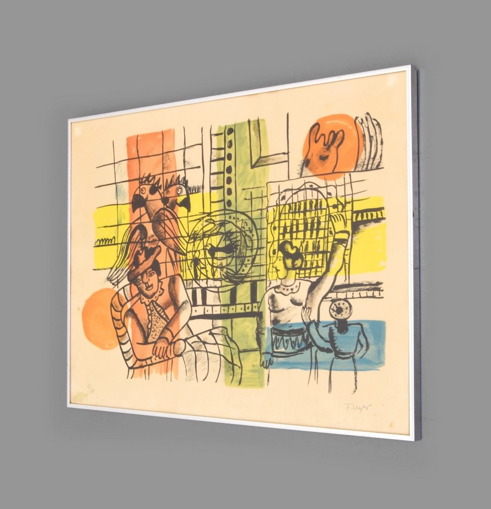 Fernand Leger Lithograph, Limited Edition: Designer & Manufacturer: Fernand Leger (1881 - 1955) Markings: signed; ed. 47/180 Country of Origin & Materials: French; paper Additional Information: Work is titled THE PET SHOP and printed by The Bi