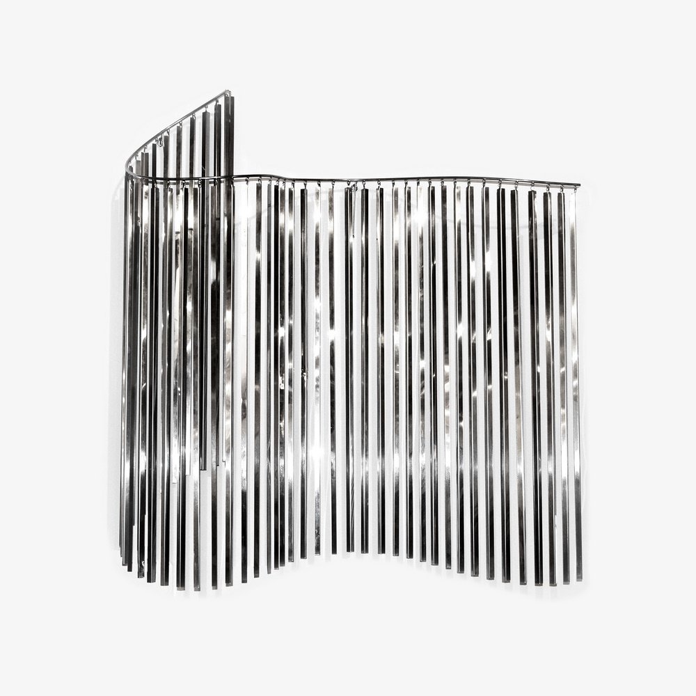 Large Curtis Jere WAVE Wall Sculpture: Designer & Manufacturer: Curtis Jere; Artisan House Markings: marking(s); 1983 Country of Origin & Materials: USA; chromed metal Additional Information: (Key Word Search: Milo Baughman, Pace Collectio