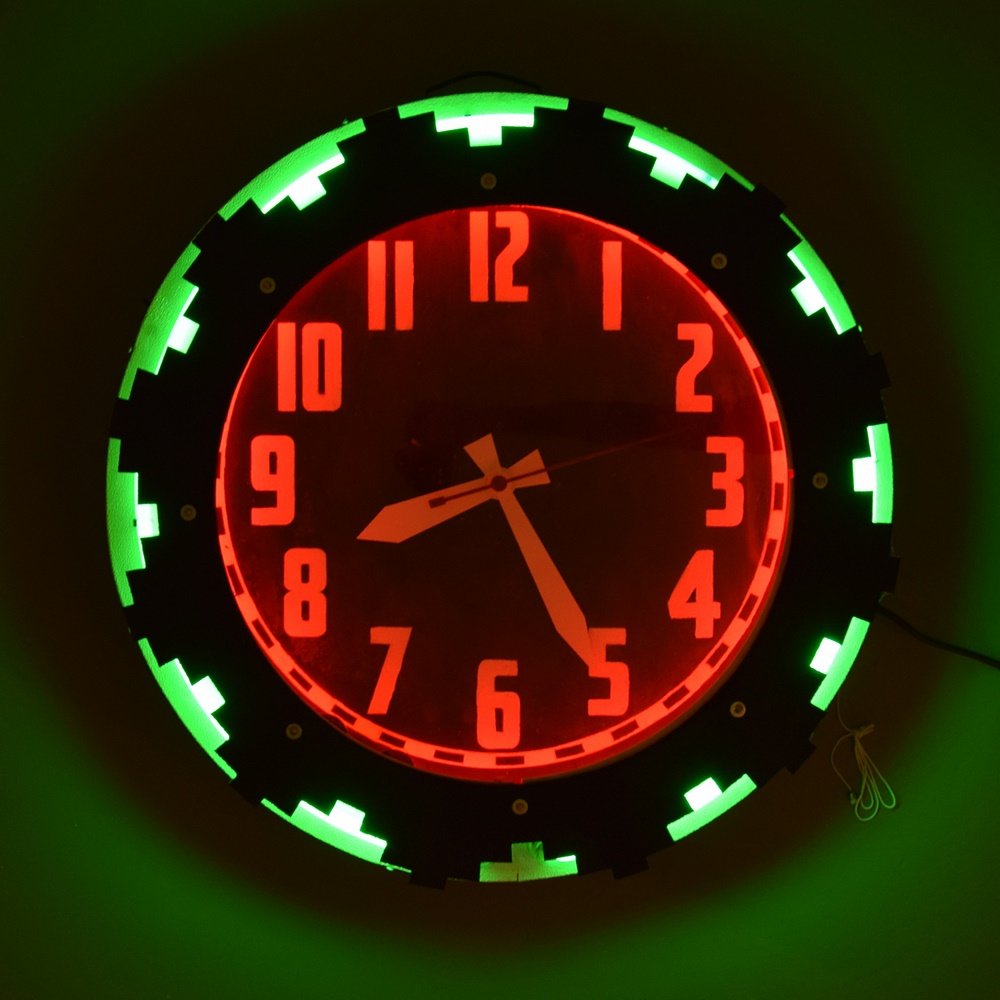 1940's Aztec Neon Clock, Electric Neon Clock Co.