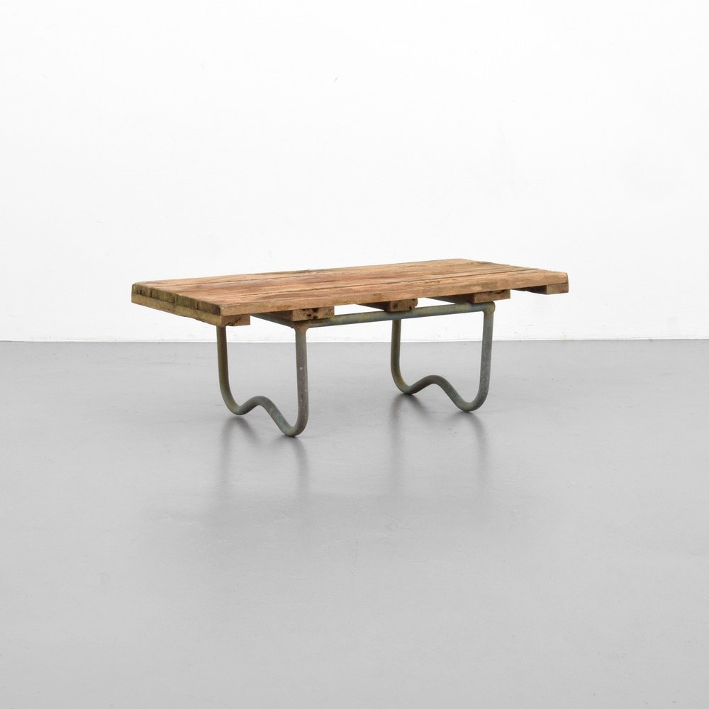 Walter Lamb Occasional Table: Designer & Manufacturer: Walter Lamb; Brown Jordan Markings: no marking(s) apparent Country of Origin & Materials: USA; bronze or copper tubing, wood Additional Information: (Key Word Search: outdoor