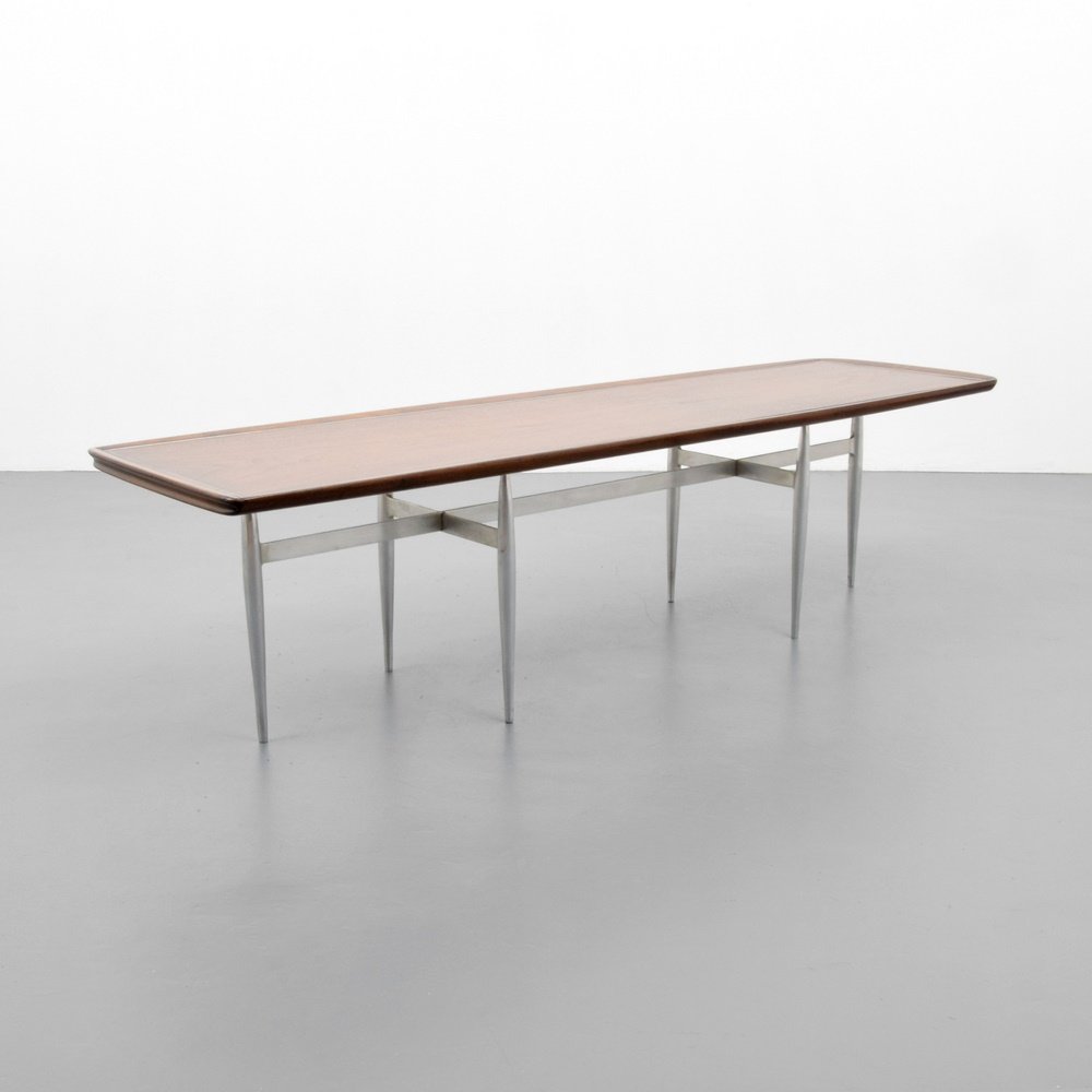 Donald Deskey Coffee Table: Designer & Manufacturer: Donald Deskey; Charak Modern Markings: no marking(s) apparent Country of Origin & Materials: USA; aluminum, wood Additional Information: (Key Word Search: Edward Wormley, Dunb