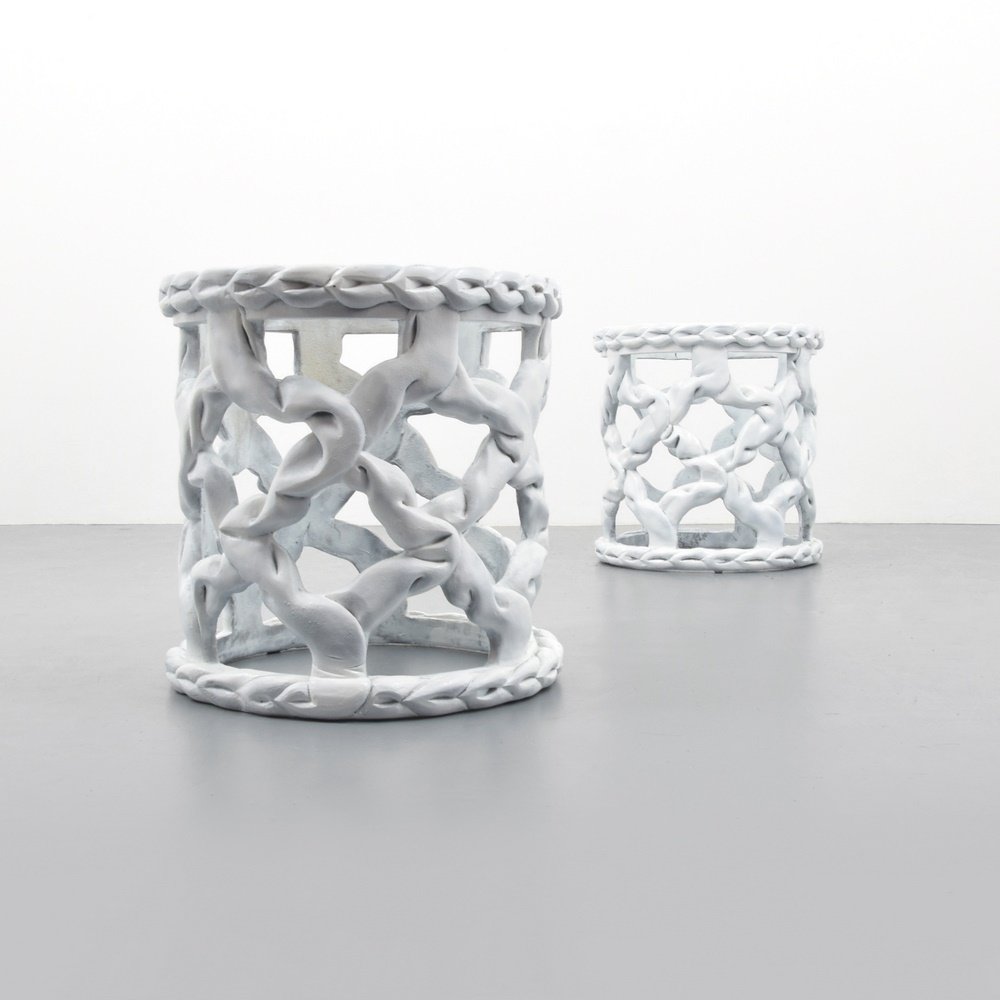 Pair of TAFFY Tables, Manner of Tony Duquette: Designer & Manufacturer: Tony Duquette, Manner of Markings: no marking(s) apparent Country of Origin & Materials: unknown; resin, glass Additional Information: (Key Word Search: James Mont, Serge Roch