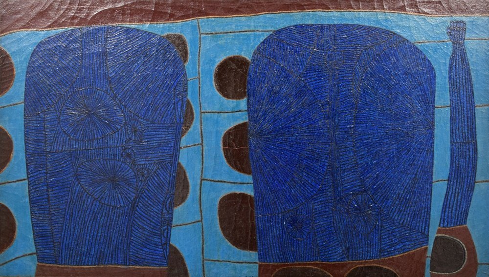 Large Joseph Glasco Painting, Original Work: Designer & Manufacturer: Joseph Glasco (1925 - 1996) Markings: signed; 1954 Country of Origin & Materials: American; canvas Additional Information: Provenance: Private Collection, New York. Dimensions