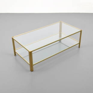 Maison Malabert Coffee Table: Designer & Manufacturer: Maison Malabert Markings: no marking(s) apparent Country of Origin & Materials: France; brass, glass Additional Information: (Key Word Search: Maison Bagues / Charles, Mategot
