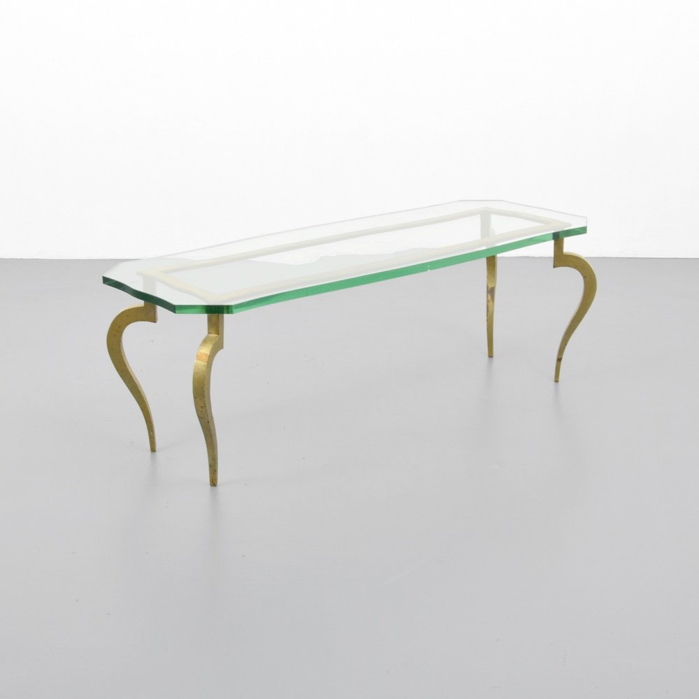 Coffee Table Attributed to Maison Ramsey: Designer & Manufacturer: Maison Ramsey, Attributed Markings: no marking(s) apparent Country of Origin & Materials: France; brass, glass Additional Information: (Key Word Search: Maison Bagues / Charle