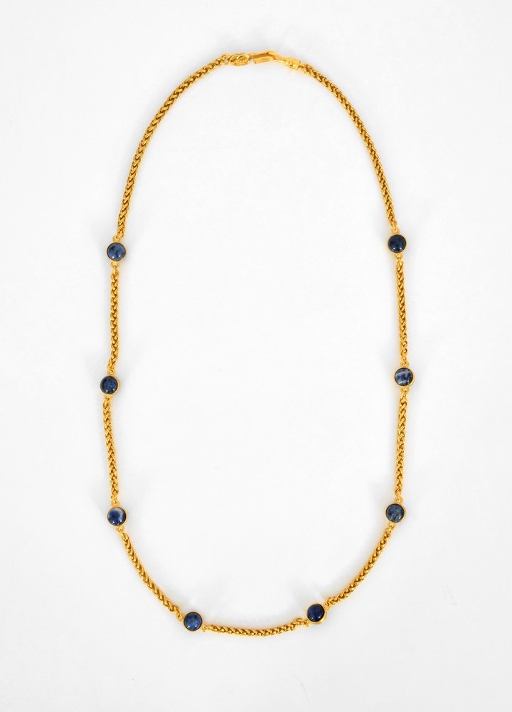 Chanel Gold Tone Necklace: Designer & Manufacturer: Chanel Markings: marking(s) Country of Origin & Materials: France; gold tone metal, stone Additional Information: (Key Word Search: Alexander Calder, Art Smith, Ed Wiener, Har