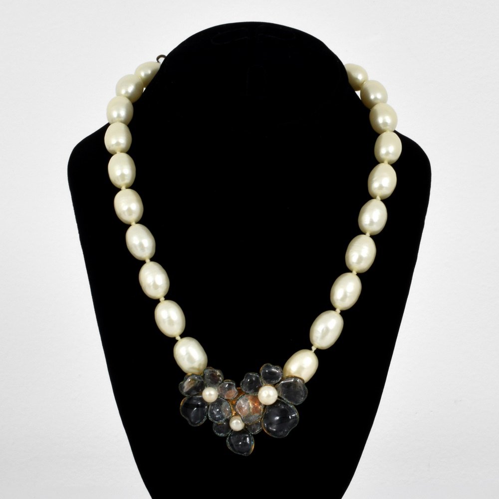 Chanel Faux Pearl & Gripoix Necklace: Designer & Manufacturer: Chanel Markings: marking(s) Country of Origin & Materials: France; faux pearl, crystals Additional Information: (Key Word Search: Alexander Calder, Art Smith, Ed Wiener, Harry
