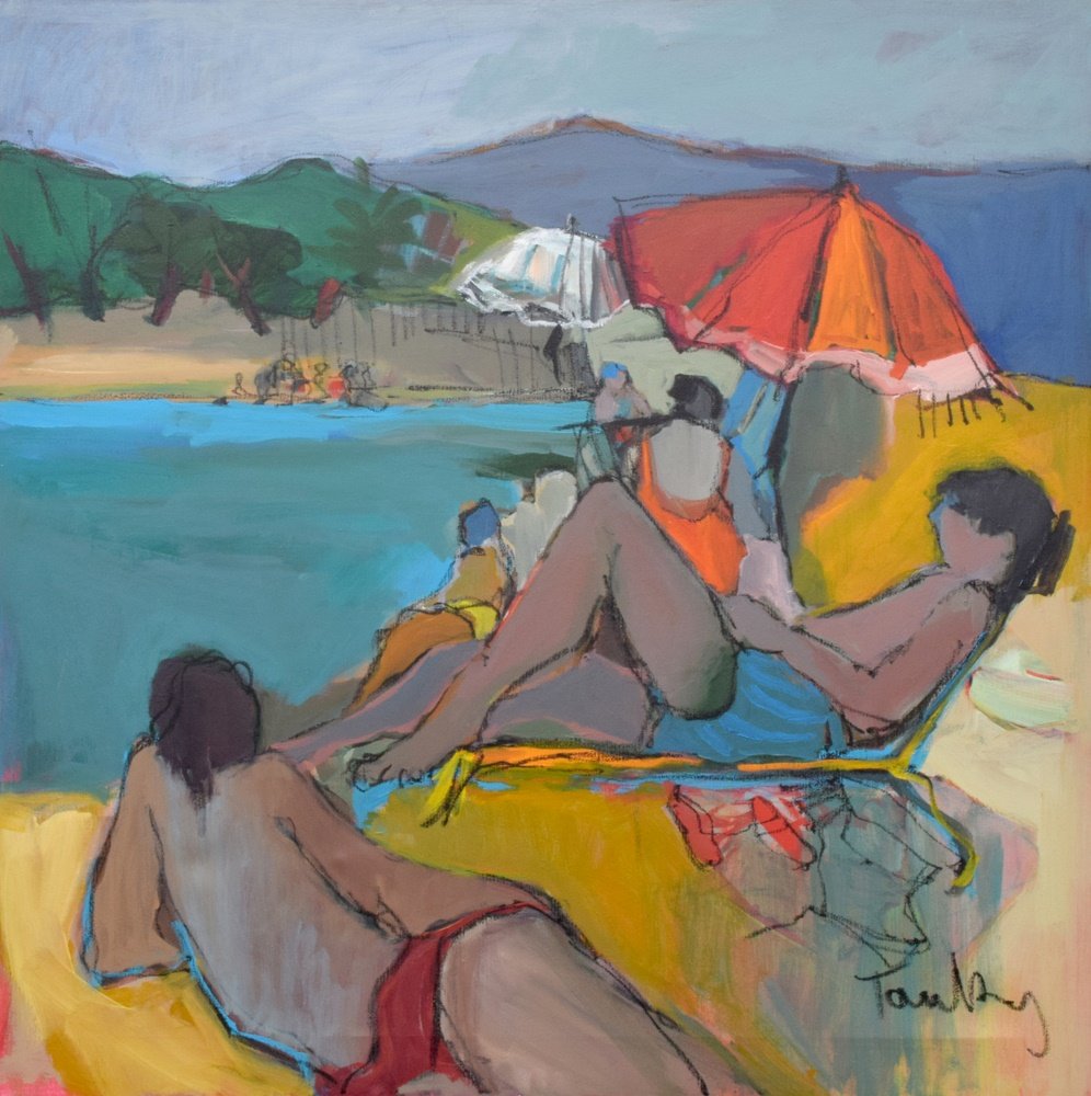 Large Itzchak Tarkay Painting, Original Work: Designer & Manufacturer: Itzchak Isaac Tarkay (1935 - 2012) Markings: signed Country of Origin & Materials: Serbian/Israeli; canvas Additional Information: Dimensions(H,W,D): 39.5"h, 39.5"w