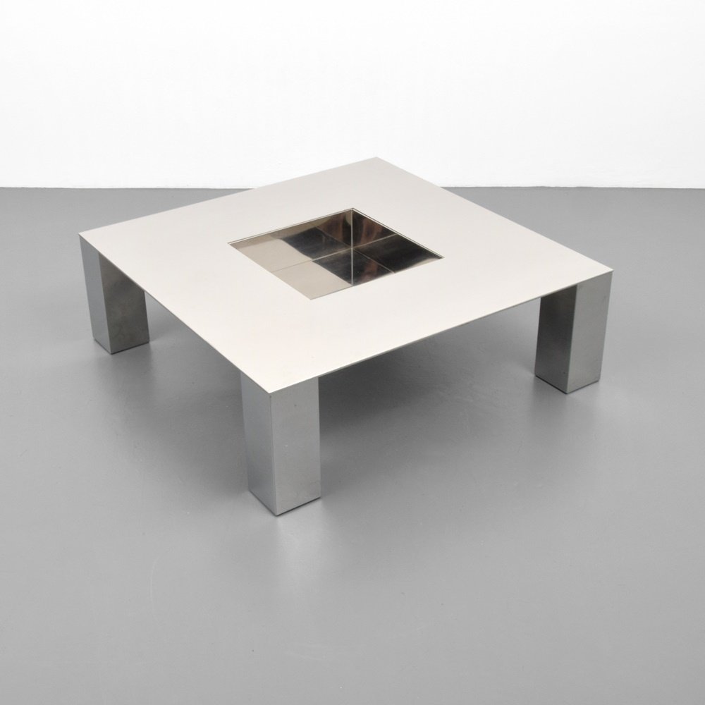 Giovanni Offredi TEBE Coffee Table: Designer & Manufacturer: Giovanni Offredi; Saporiti Markings: no marking(s) apparent Country of Origin & Materials: Italy; chromed metal Additional Information: (Key Word Search: Milo Baughman, Pace C