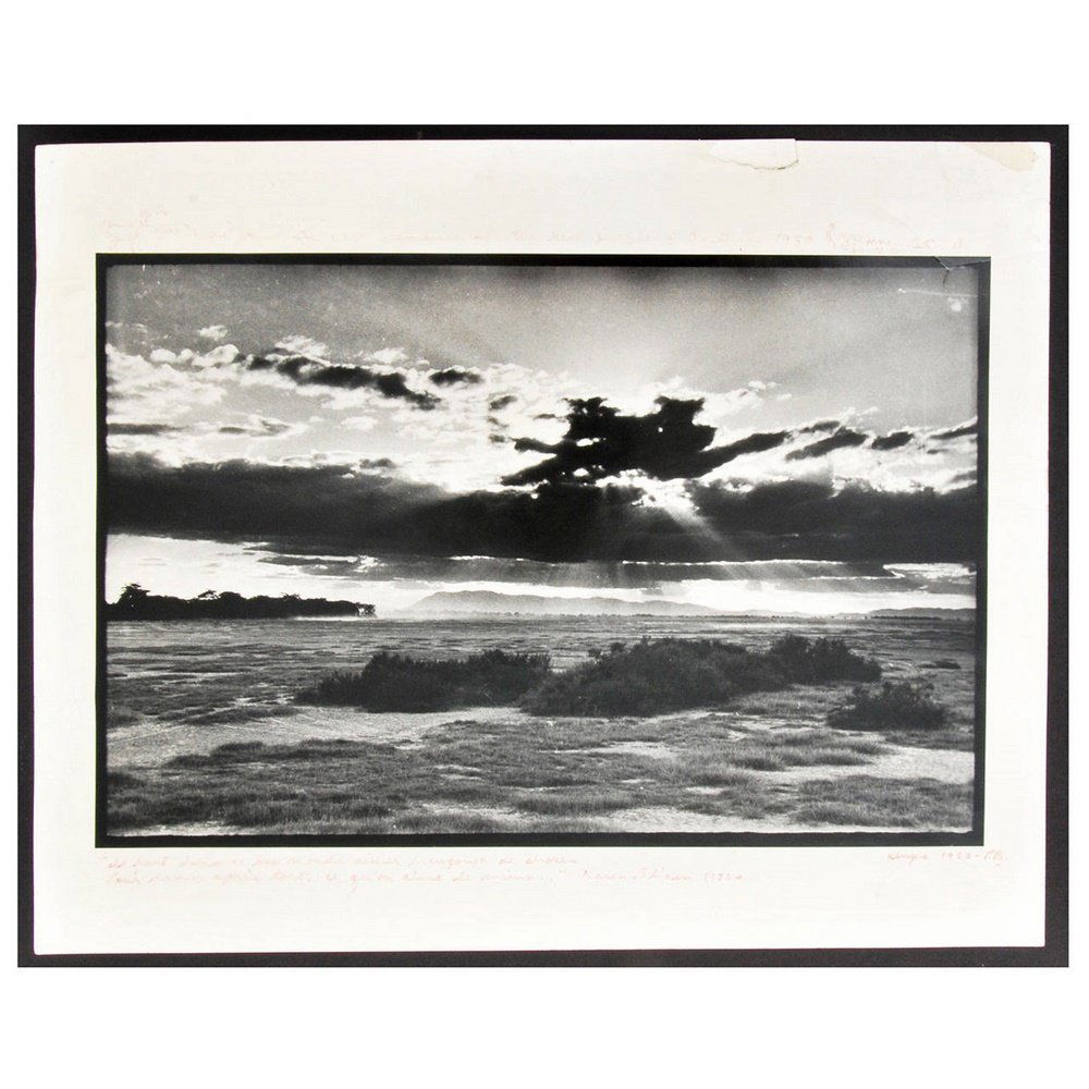 Early Peter Beard Gelatin Silver Print, Signed: Designer & Manufacturer: Peter Hill Beard (b. 1938) Markings: signed Country of Origin & Materials: American; Gelatin Silver Print Additional Information: Scenic photograph with handwritten notes on t