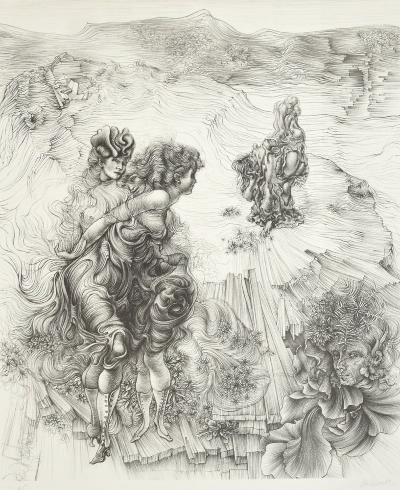 Hans Bellmer Lithograph, Signed: Designer & Manufacturer: Hans Bellmer (1902 - 1975) Markings: signed; H.C. Country of Origin & Materials: French/Polish; paper Additional Information: Dimensions(H,W,D): 27.25"h, 20.75"w; 32"h, 25.7