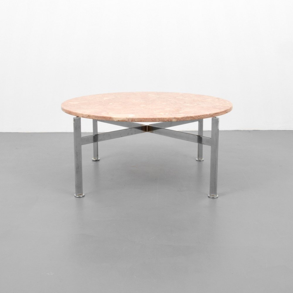 Ward Bennett Coffee Table: Designer & Manufacturer: Ward Bennett; Brickel Associates Markings: marking(s) Country of Origin & Materials: USA; chromed metal, marble Additional Information: (Key Word Search: Milo Baughman, Pace C