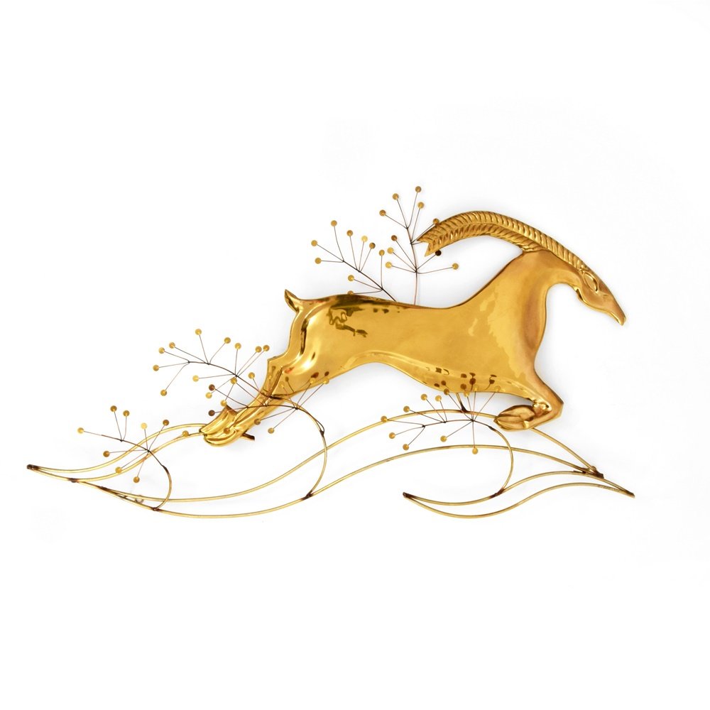 Curtis Jere Wall Sculpture: Designer & Manufacturer: Curtis Jere; Artisan House Markings: marking(s); 1985 Country of Origin & Materials: USA; metal Additional Information: Dimensions(H,W,D): 24"h, 46"w, 5"d