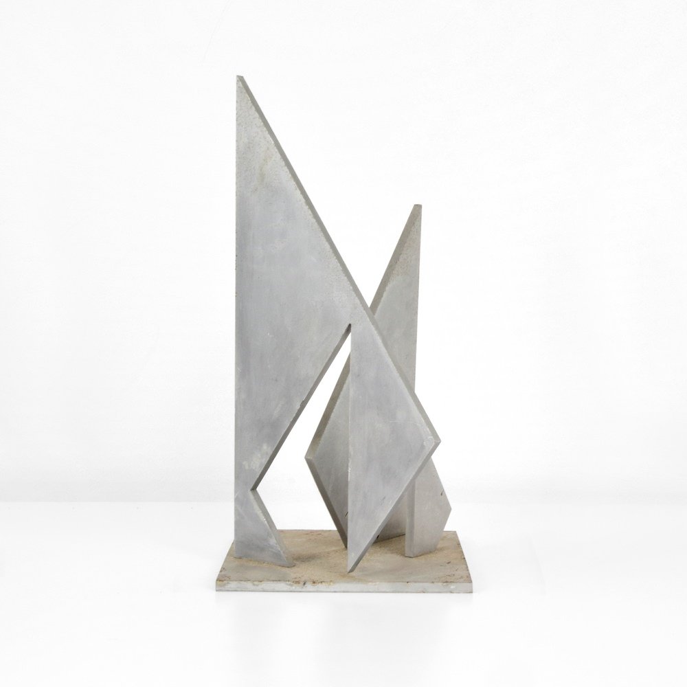 Larry Mohr Abstract Sculpture: Designer & Manufacturer :Larry Mohr (1921-2013) Markings: ed. 1/8 Country of Origin & Materials: American; aluminum Additional Information & Circa: Work is titled ADAM & EVE III. Provenance: Estate of