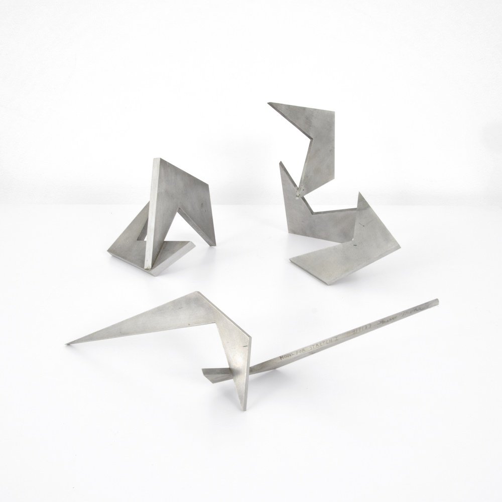 Larry Mohr Sculptures, Set of 3: Designer & Manufacturer :Larry Mohr (1921-2013) Markings: signed, various titles and dates Country of Origin & Materials: American; metal Additional Information & Circa: Provenance: Estate of Larry Mo