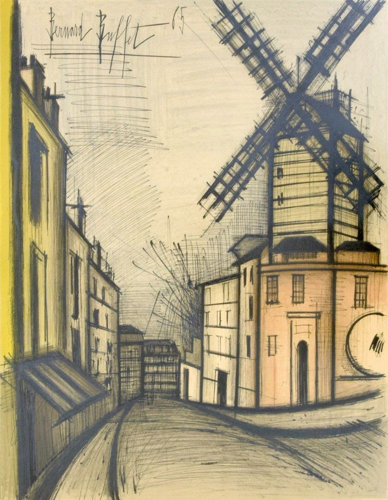 Bernard Buffet Lithograph, Signed Edition: Designer & Manufacturer :Bernard Buffet (1928 - 1999) Markings: signed; 119/300 Country of Origin & Materials: French; paper Additional Information & Circa: Dimensions: 25.5"h, 19.5"w image; 31"h, 22