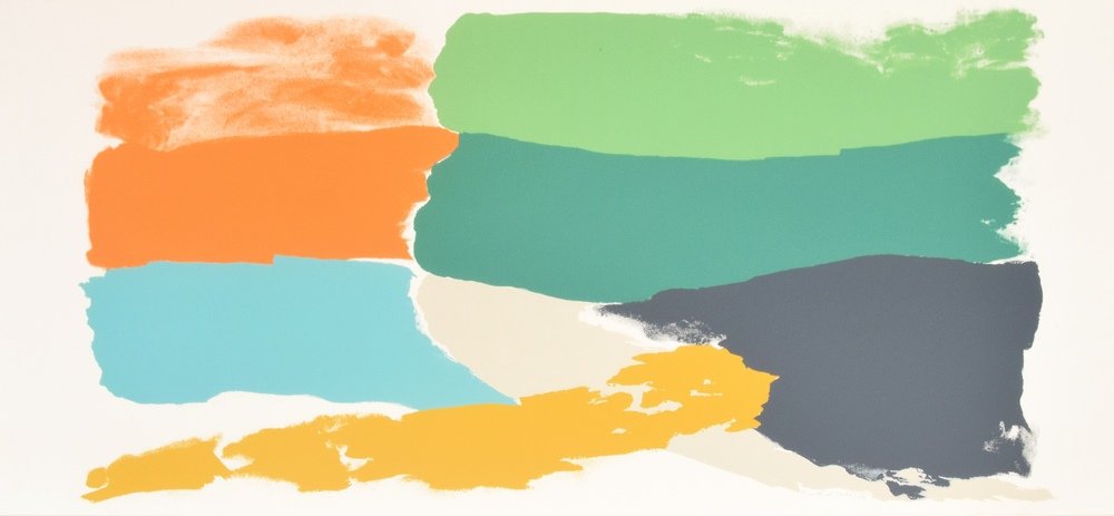 Large Friedel Dzubas Lithograph, Signed Limited Edition: Designer & Manufacturer :Friedel Dzubas Markings: signed; ed. 50/144; 1976 Country of Origin & Materials: German/American; paper Additional Information & Circa: Gallery label to reverse: Lee Hoffman G