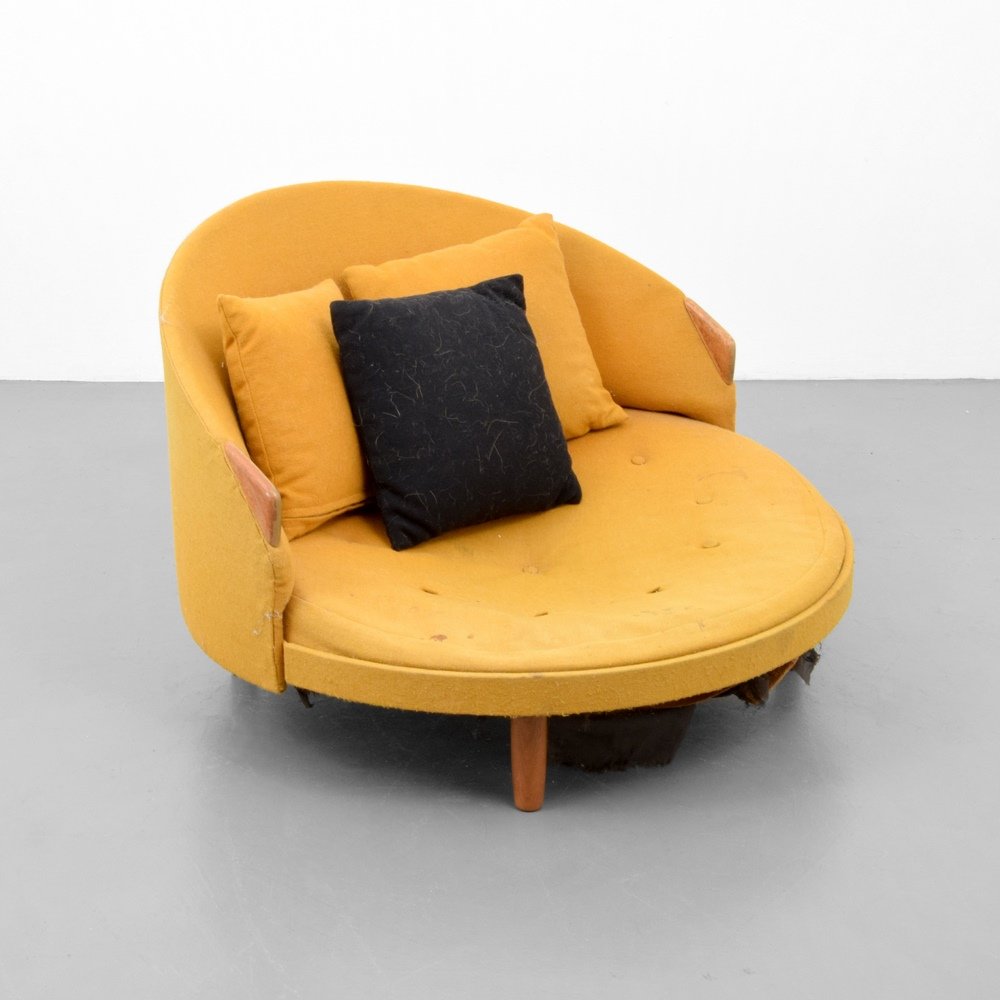 Adrian Pearsall Lounge Chair: Designer & Manufacturer :Adrian Pearsall; Craft Associates Markings: label; 1980 Country of Origin & Materials: USA; wood, upholstery Additional Information & Circa: Dimensions: 25"h, 37"w, 37"d