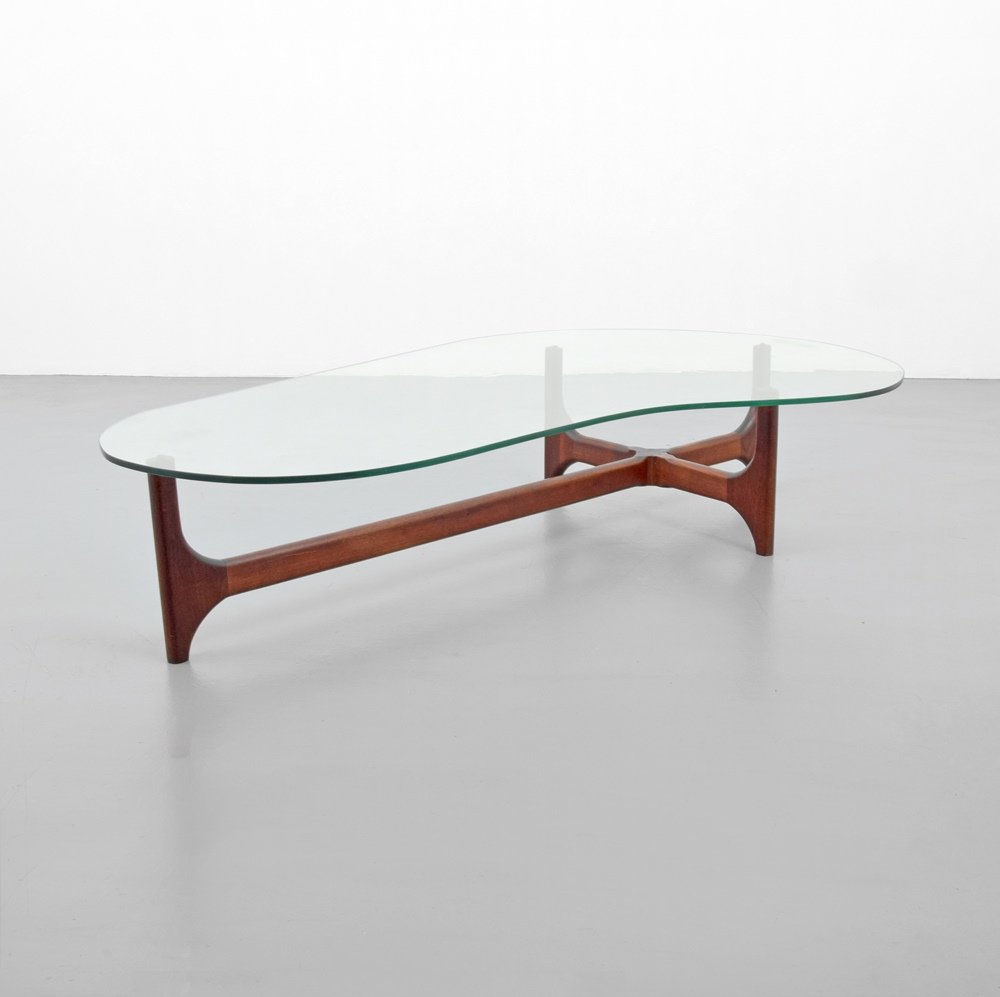 Coffee Table Attributed to Adrian Pearsall: Designer & Manufacturer :Adrian Pearsall, Attributed; Craft Associates, Attributed Markings: no marking(s) apparent Country of Origin & Materials: USA; wood, glass Additional Information & Circa: Dim