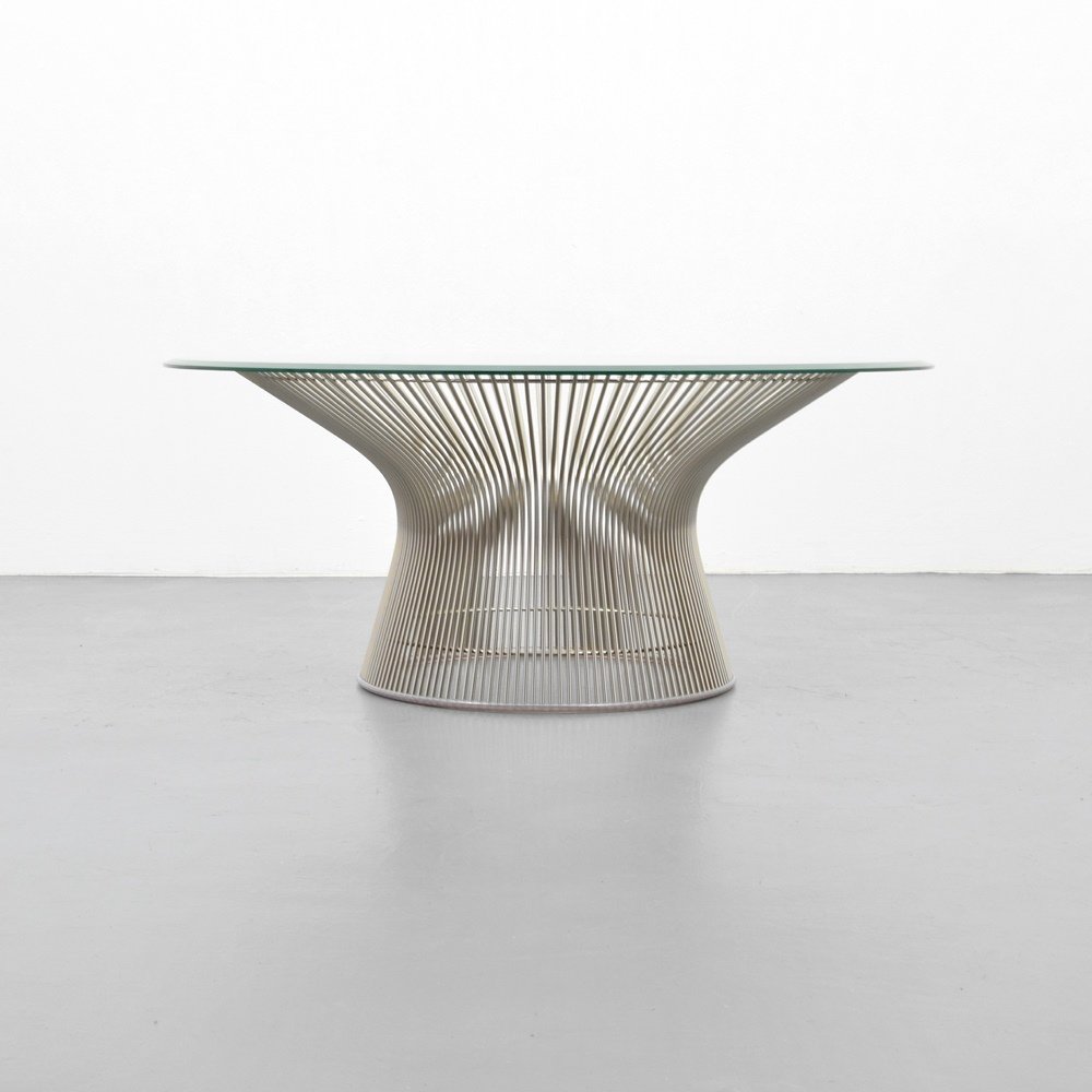 Warren Platner Coffee Table: Designer & Manufacturer :Warren Platner; Knoll Markings: no marking(s) apparent Country of Origin & Materials: USA; chrome, metal, glass Additional Information & Circa: Reference: Knoll - A Modern