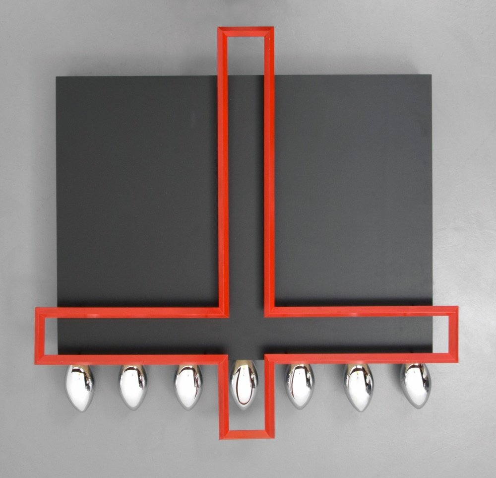 Robert Longo Mixed Media: Designer & Manufacturer :Robert Longo (b. 1953) Markings: no marking(s) apparent; 1989 Country of Origin & Materials: American; wood, metal Additional Information & Circa: Work is titled END OF THE SE