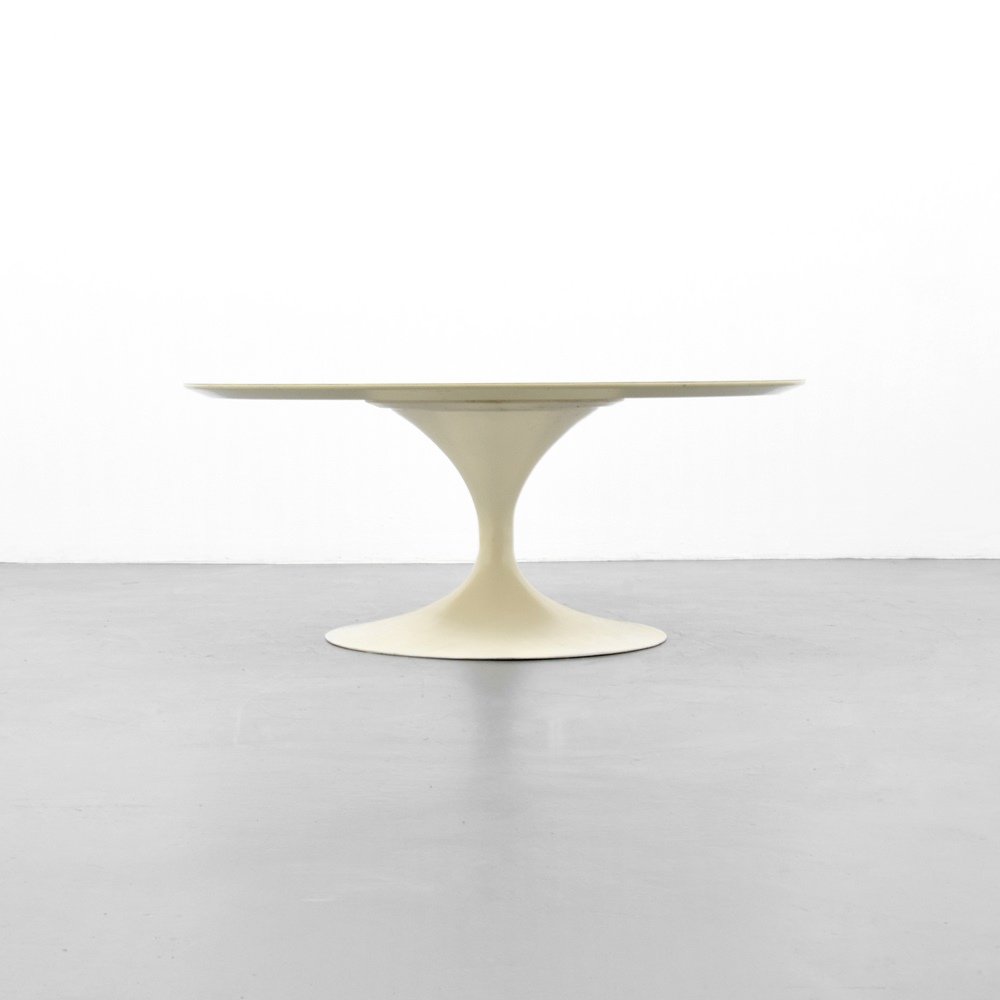 Eero Saarinen TULIP Coffee Table: Designer & Manufacturer :Eero Saarinen; Knoll International Markings: Knoll International label Country of Origin & Materials: USA; wood, mica Additional Information & Circa: Reference: Knoll - Knoll
