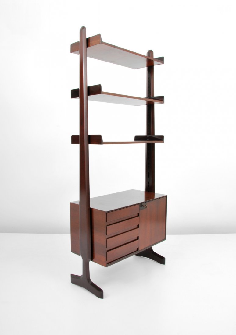 Shelving Unit / Room Divider Attr. To Vittorio Dassi: Designer & Manufacturer: Vittorio Dassi, Attributed Markings: no marking(s) apparent Country of Origin & Materials: Italy; wood Additional Information & Circa: Free-standing unit has three adjustable