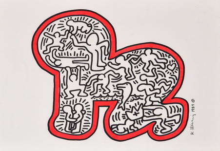 Keith Haring Painting/Drawing, Original Work: Designer & Manufacturer: Keith Haring (1958-1990) Markings: signed; 1984 Country of Origin & Materials: American; gouache and ink on paper Additional Information & Circa: Provenance: Artist | Collecti