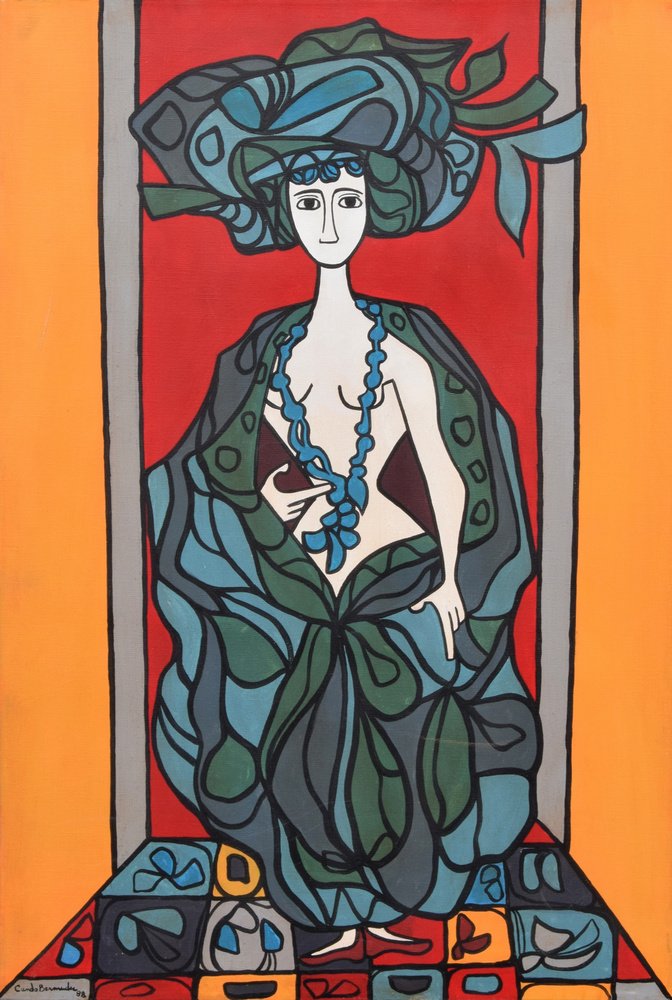 Cundo Bermudez Painting, Original Work: Designer & Manufacturer: Cundo Bermudez (1914-2008) Markings: signed; 1988 Country of Origin & Materials: Cuban; oil on canvas Additional Information & Circa: Work is titled WOMEN. Provenance: gift fr