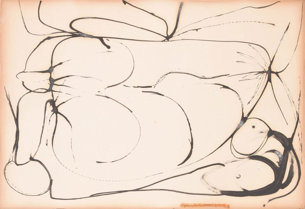 David Smith Drawing/Painting, Original Work: Designer & Manufacturer: Roland David Smith (1906-1965) Markings: signed; 1963 Country of Origin & Materials: American; enamel and tempera on paper Additional Information & Circa: Work is registered w