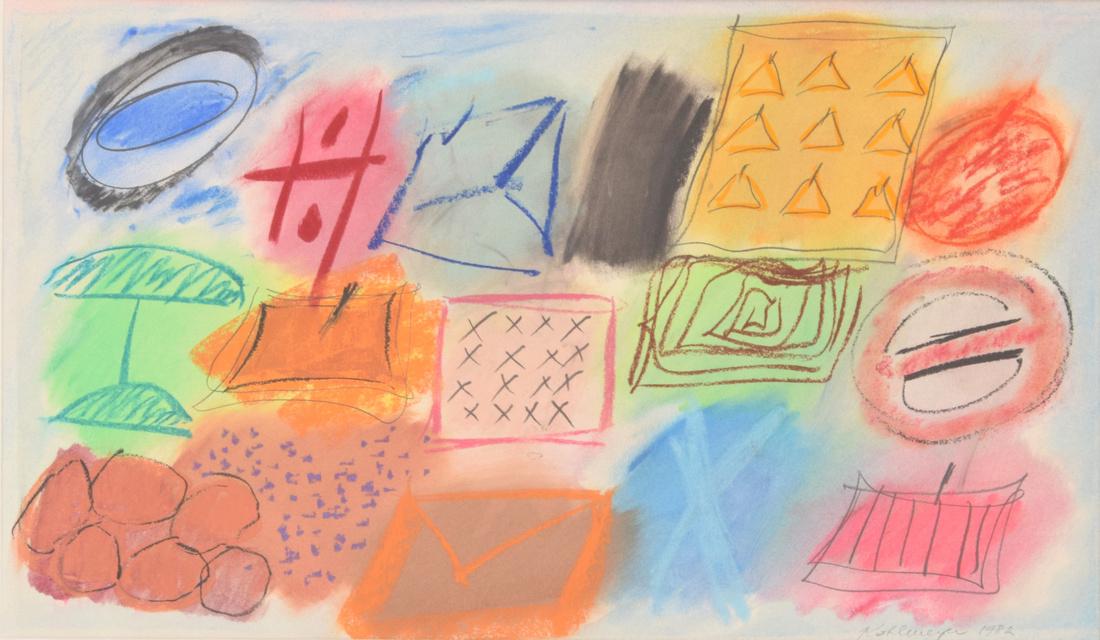 Ida Rittenberg Kohlmeyer Mixed Media Painting: Artist: Ida Rittenberg Kohlmeyer (1912-1997) Markings: signed; 1982 Country of Origin & Materials: American; acrylic on paper Additional Information: Work is titled CLUSTER DRAWING. Lot includes copie