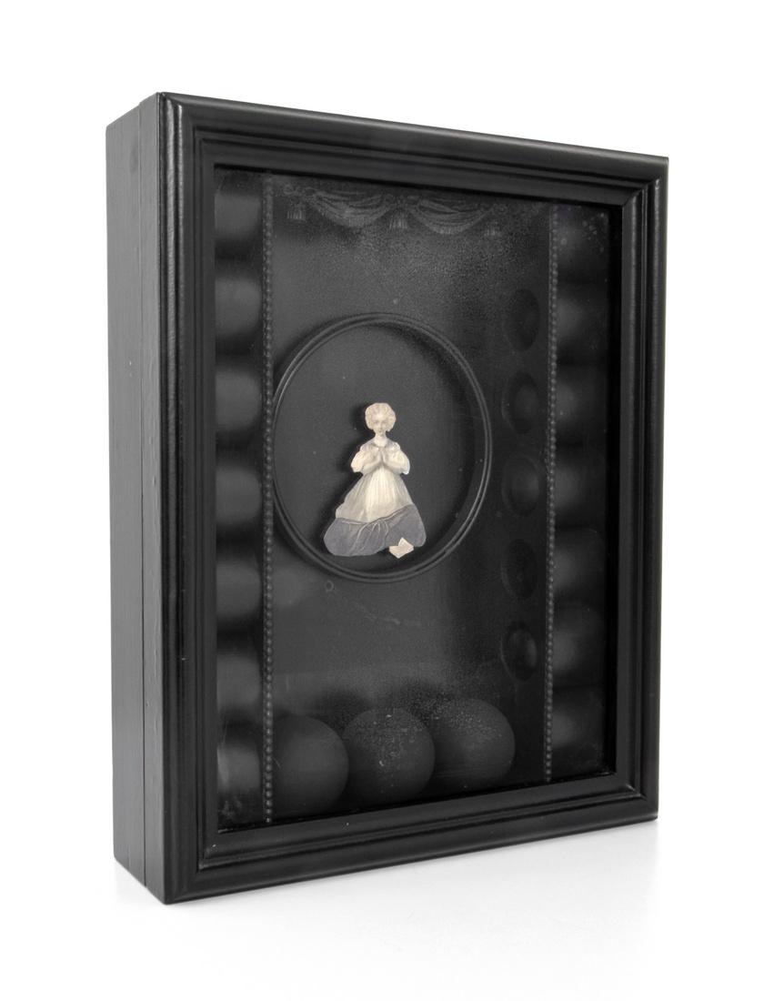 Brian Jackson Mixed Media Sculpture, Original Work: Artist: Brian Jackson Markings: signed; 1988 Country of Origin & Materials: Unknown; wood, glass, paper, rubber-like material Additional Information: Work is titled NOCTURNE. Label to Reverse: Brian J