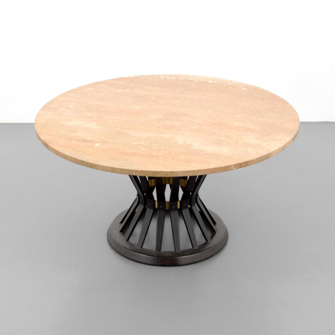 Edward Wormley SHEAF OF WHEAT Coffee Table: Designer & Manufacturer: Edward Wormley; Dunbar Markings: Dunbar label Country of Origin & Materials: USA; wood, marble, brass Additional Information: Table is model #5574. Reference: Dunbar- Fine Fur