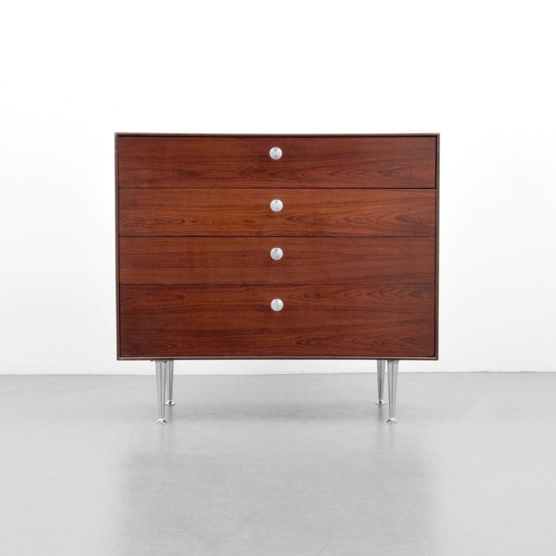 George Nelson THIN EDGE Cabinet / Dresser: Designer & Manufacturer: George Nelson; Herman Miller Markings: George Nelson/Herman Miller plaque Country of Origin & Materials: USA; metal, rosewood Additional Information: Cabinet has four drawers.