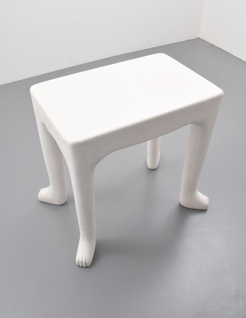 Occasional Table, Manner of John Dickinson: Designer & Manufacturer: Designed by Michael Flicks and manufactured by Tom Luyk Markings: no marking(s) apparent Country of Origin & Materials: USA; plaster over wood Additional Information: Consigno