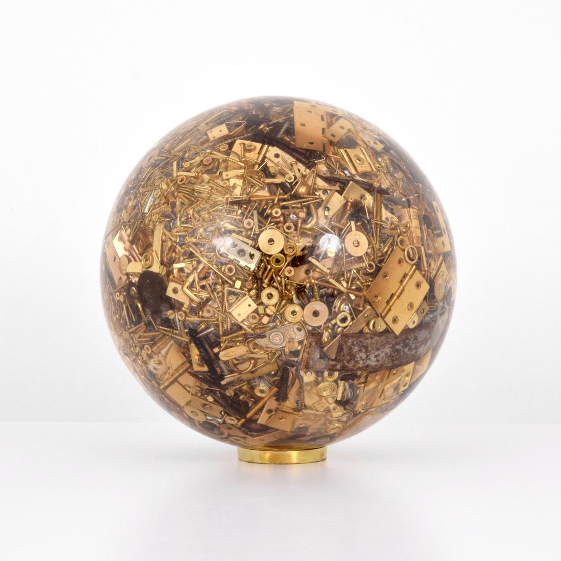 Large Sculpture, Manner of Arman: Designer & Manufacturer: Arman, manner of Markings: no marking(s) apparent Country of Origin & Materials: unknown; mixed metals, acrylic Additional Information: No additional information. Dimensions(H