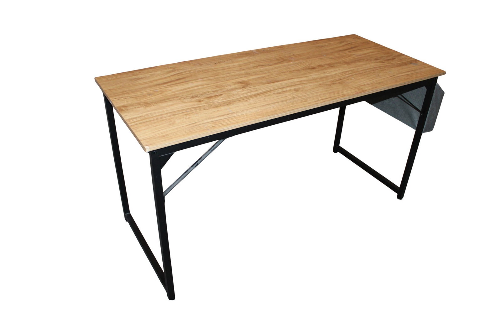 Wooden Top Table with Black Metal Frame: Wooden Top Table with Black Metal Frame. 29" H x 55.5" W x 24" D.