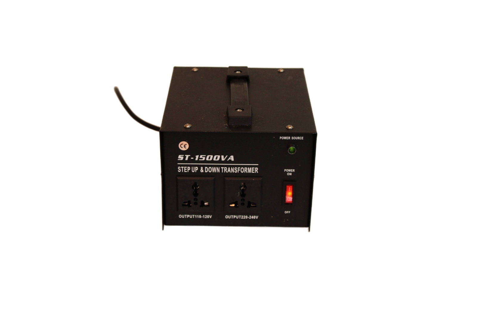 ST-1500V A Voltage Converter: ST-1500V A Voltage Converter. 1500 Watts. Step Up and Down Transformer. Converts 120V to 240V and Vice Versa. 5" H x 6.25" W x 7.5" D.