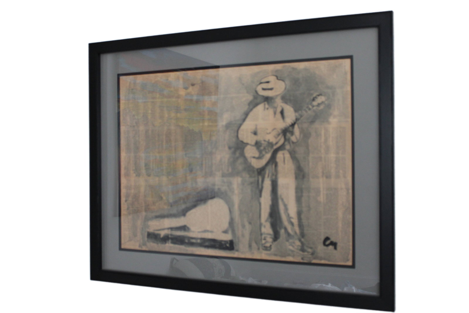 Framed Artwork: Artwork with Black Wooden Frame. 32.5" H x 40.25" W.