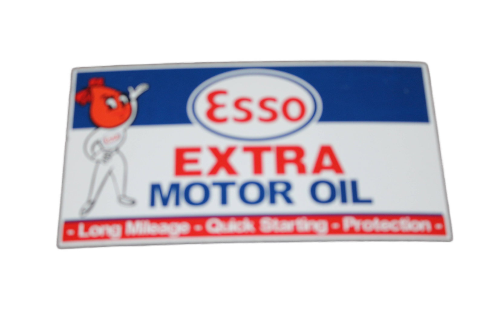 Esso Extra Motor Oil Tin Sign: Esso Extra Motor Oil Tin Sign. 10.5" H x 19.75" W.